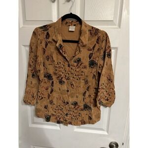 CMC Color Me Cotton Patterned Tencel Button Down Shirt Women's Size Large